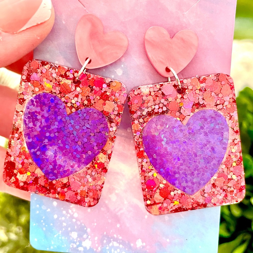 Heart Acrylic Dangle Earrings